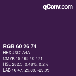 カラーコード: RGB 60 26 74 | qconv.com