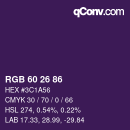 颜色代码: RGB 60 26 86 | qconv.com