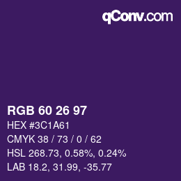 Color code: RGB 60 26 97 | qconv.com