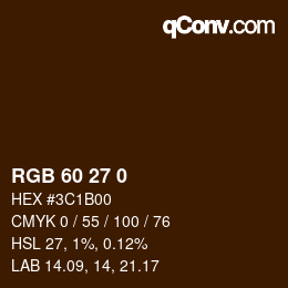 Color code: RGB 60 27 0 | qconv.com