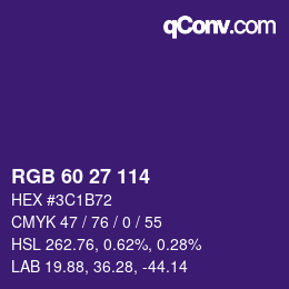カラーコード: RGB 60 27 114 | qconv.com