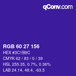 颜色代码: RGB 60 27 156 | qconv.com