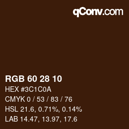 カラーコード: RGB 60 28 10 | qconv.com