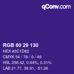 カラーコード: RGB 60 29 130 | qconv.com