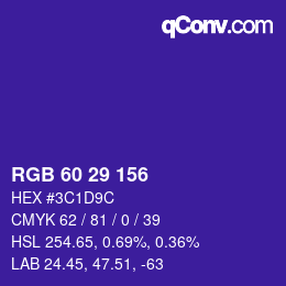 カラーコード: RGB 60 29 156 | qconv.com