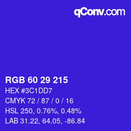 カラーコード: RGB 60 29 215 | qconv.com
