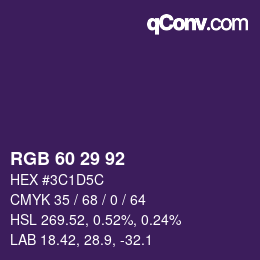 カラーコード: RGB 60 29 92 | qconv.com