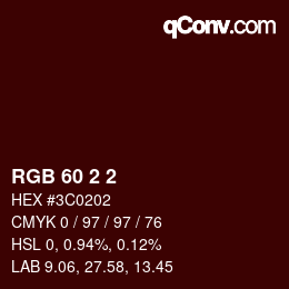 Color code: RGB 60 2 2 | qconv.com