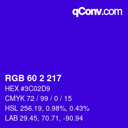 Color code: RGB 60 2 217 | qconv.com