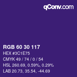 Farbcode: RGB 60 30 117 | qconv.com