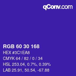 Color code: RGB 60 30 168 | qconv.com