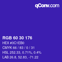 Color code: RGB 60 30 176 | qconv.com