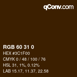 Color code: RGB 60 31 0 | qconv.com