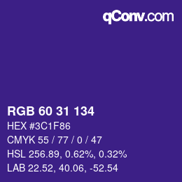 カラーコード: RGB 60 31 134 | qconv.com