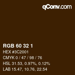 颜色代码: RGB 60 32 1 | qconv.com