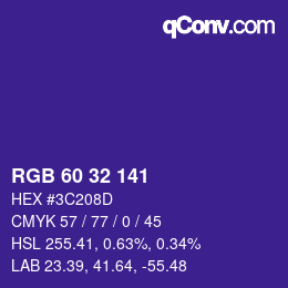 カラーコード: RGB 60 32 141 | qconv.com