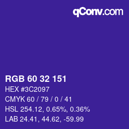 Color code: RGB 60 32 151 | qconv.com