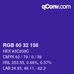 Color code: RGB 60 32 156 | qconv.com
