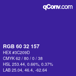 Color code: RGB 60 32 157 | qconv.com
