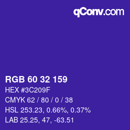 カラーコード: RGB 60 32 159 | qconv.com