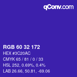 颜色代码: RGB 60 32 172 | qconv.com