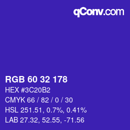 カラーコード: RGB 60 32 178 | qconv.com