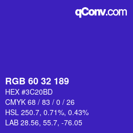 カラーコード: RGB 60 32 189 | qconv.com