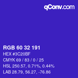 カラーコード: RGB 60 32 191 | qconv.com
