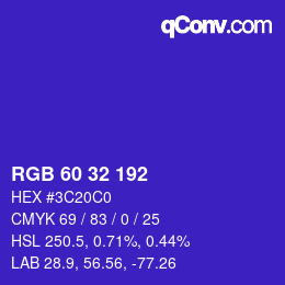 カラーコード: RGB 60 32 192 | qconv.com