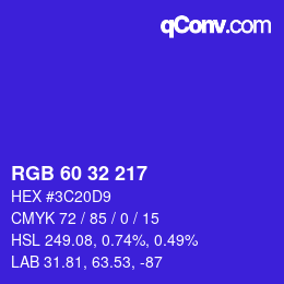 Color code: RGB 60 32 217 | qconv.com