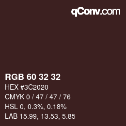 Color code: RGB 60 32 32 | qconv.com