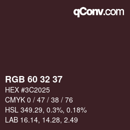カラーコード: RGB 60 32 37 | qconv.com