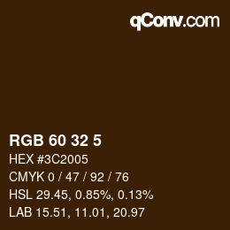 Farbcode: RGB 60 32 5 | qconv.com