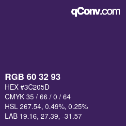 カラーコード: RGB 60 32 93 | qconv.com