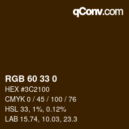 Color code: RGB 60 33 0 | qconv.com