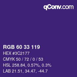 カラーコード: RGB 60 33 119 | qconv.com