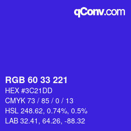 カラーコード: RGB 60 33 221 | qconv.com