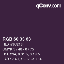 颜色代码: RGB 60 33 63 | qconv.com