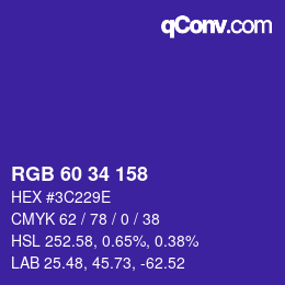 Color code: RGB 60 34 158 | qconv.com