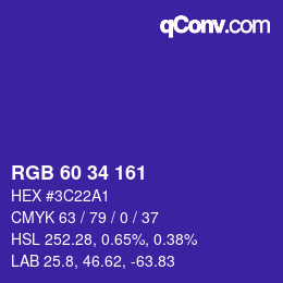 カラーコード: RGB 60 34 161 | qconv.com