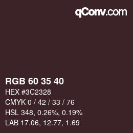 Code couleur: RGB 60 35 40 | qconv.com