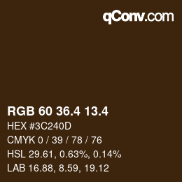 カラーコード: RGB 60 36.4 13.4 | qconv.com