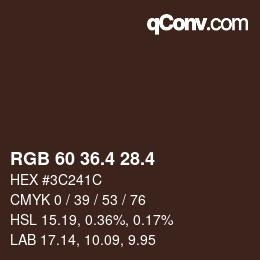 カラーコード: RGB 60 36.4 28.4 | qconv.com