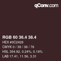 カラーコード: RGB 60 36.4 38.4 | qconv.com