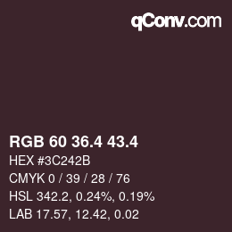 カラーコード: RGB 60 36.4 43.4 | qconv.com