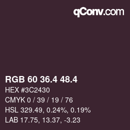 カラーコード: RGB 60 36.4 48.4 | qconv.com