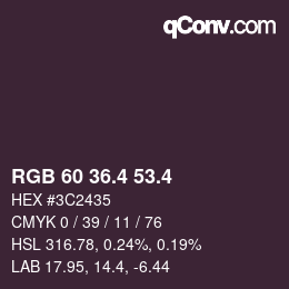 カラーコード: RGB 60 36.4 53.4 | qconv.com