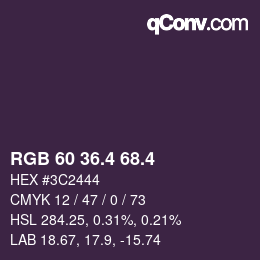 カラーコード: RGB 60 36.4 68.4 | qconv.com