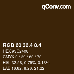 カラーコード: RGB 60 36.4 8.4 | qconv.com