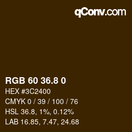 カラーコード: RGB 60 36.8 0 | qconv.com